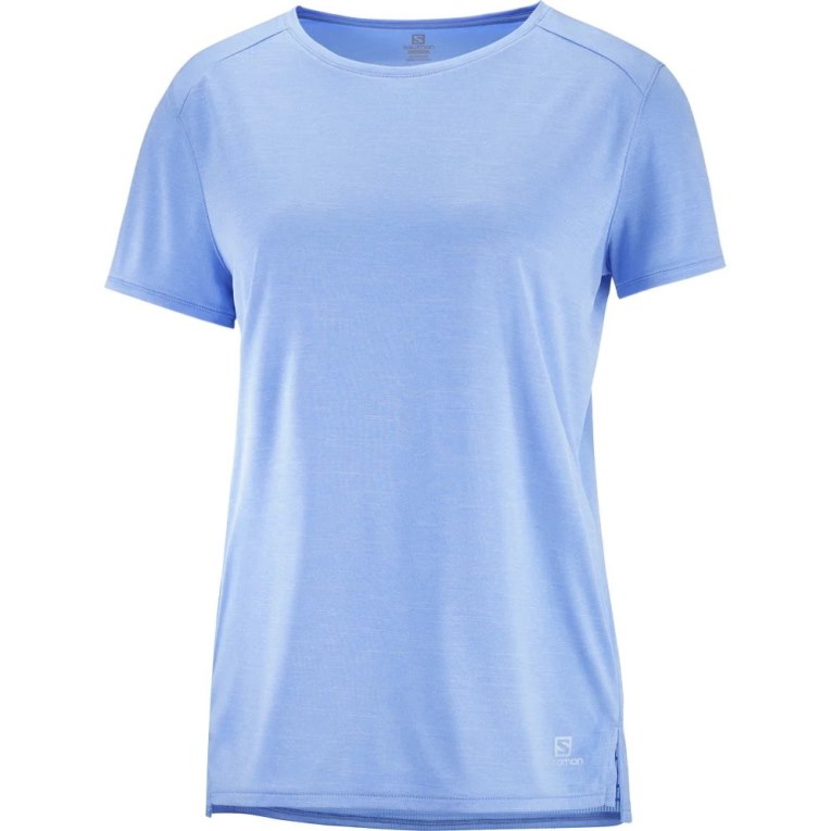 Light Blue Salomon Outline Summer Short Sleeve Women's T-Shirts | PH 32097Y